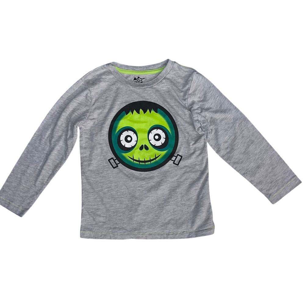 Halloween Frankenstein Monster 4T Kids Long Sleeve Gray Tee